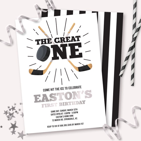 Hockey Birthday Invitation - Printable The Great One First 1st Birthday ...