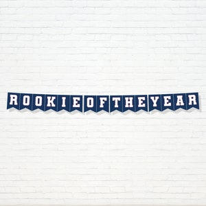 Rookie of the Year Banner - Printable Classic Baseball 1st birthday Bunting Banner - Sports Little Slugger Boy's First Party Decor - 0053