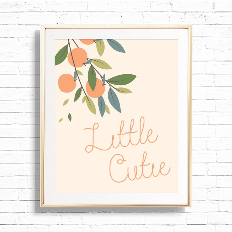 Orange Clementine Nursery Art Print Set Printable Little Cutie Personalized Set of 3 Wall Decor Monogram Gender Neutral Baby Gift 0001 image 2