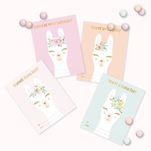 Llama Valentines Day Cards - Printable Pastel & Floral Llama Kids Valentines - Valentine puns DIY Cards - Instant - Cookie Card - 0029