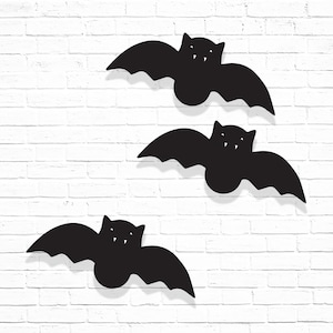 Bats on Wall - Printable Halloween Cut out black bat wall hanging decor - Halloween 1st Birthday Party Decor - 0049