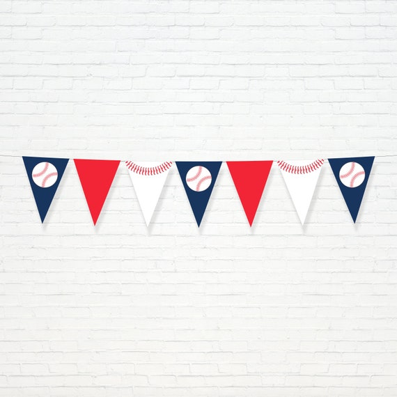 Baseball Pennant Banner Printable Sports Team First Birthday Etsy