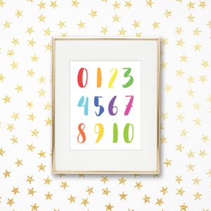 0123 Counting Numbers Bright Rainbow Playroom Art Print - Printable Homeschool Poster - Teacher Classroom Wall Decor - Nursery - BraPlay