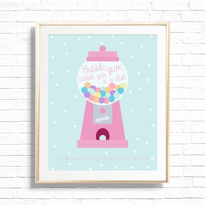 Gumball Machine Game Sign - Printable Bubble Gum Ball Machine Birthday Party Decor - Personalized Candy Land Count How Many Art Print - 0011