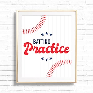 Batting Practice Sign - Printable Baseball First Birthday Party Activity Table Decor - Sports Team Print - Home Run Boy 1st - 0053
