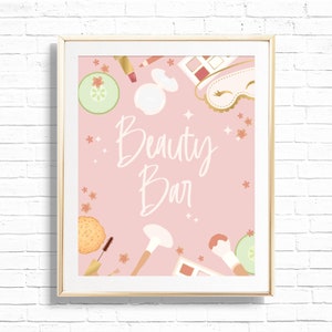 Beauty Bar Sign - Printable Spa & Makeup Glamour Birthday Party Print - Girls Night in Theme Party - Instant download - 0041