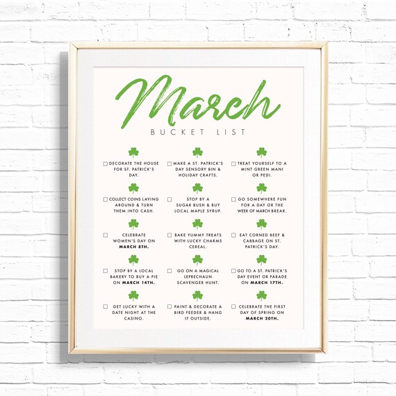 March Bucket List 2020 - Printable Monthly Seasonal Living Checkoff list - Holiday & Seasons Calendar Activity list for Moms and kids Il_570xn