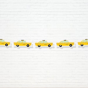 Taxi Cab Banner - Printable New York Yellow Taxi Car 1st birthday Bunting Garland - Welcome To The Big Apple Boy&#39;s First Party Decor - 0199