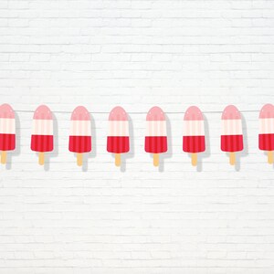 Popsicle Banner - Printable Pink Summer Firecracker Popsicle Garland - July 1st Canada Day Party Decor - JULY2022