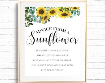 Sunflower Advice Print - druckbare Ratschläge von einer Sonnenblume Wandkunst - Boho Sunny Sunflower Girl Kinderzimmer Decor - Kitchen Poster - 0047