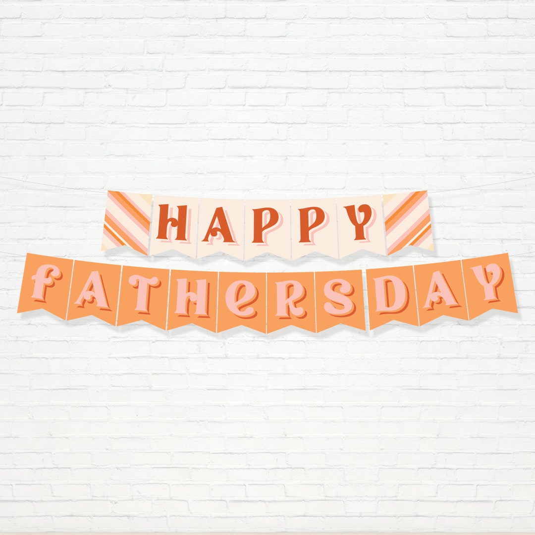 Happy Father's Day Banner - Printable Pink & Orange Groovy 70's Dad's ...