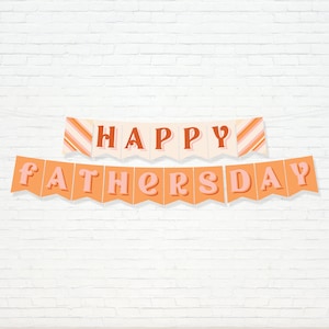 Happy Father&#39;s Day Banner - Printable Pink & Orange Groovy 70&#39;s Dad&#39;s Day Home Decor - Summer Party Garland - Instant Download - JUNE2021
