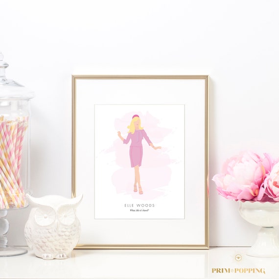 Elle Woods Legally Blonde Fashion Illustration Wall Art Print - Printable Home Decor Movie Poster - Reese Witherspoon - Instant Download Il_570xn