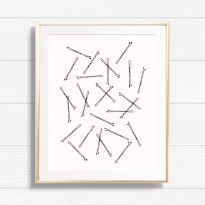 Bobby Pins Art Print - Printable Hair & Makeup Home Decor - Chic Bathroom Vanity Fashion Gallery Wall - BMG
