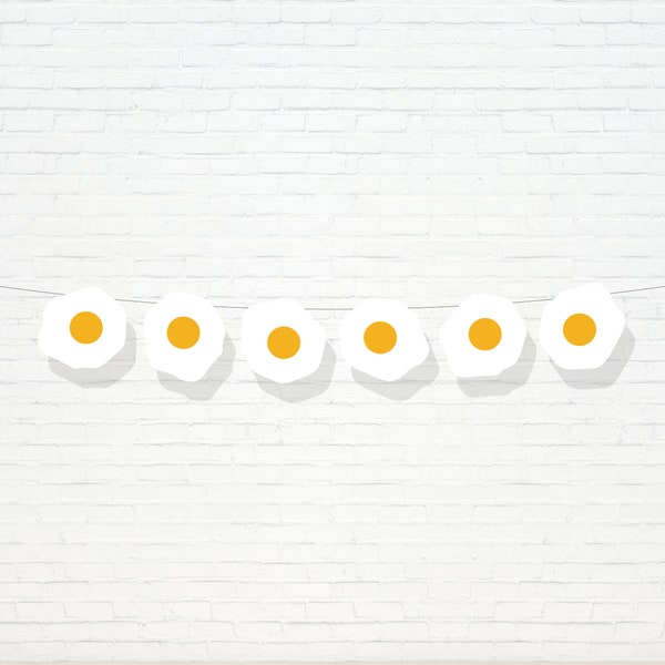 Egg Yolk Banner  - Printable Sunny Side Up Egg 1st Birthday Party Garland - Easter Brunch Each Party Decor - Farm Party Banner - 0069