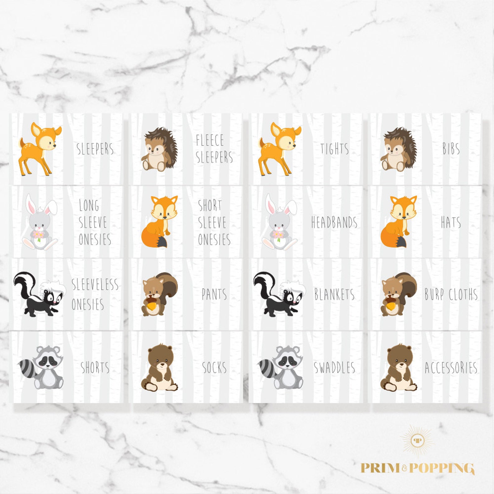 Woodland Animals Baby Drawer Divider Labels Printable Baby Etsy