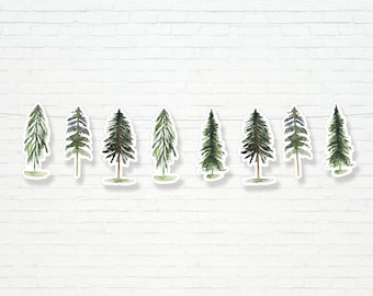 Pancarta de pino - Guirnalda de hojas perennes imprimible para fiesta de cumpleaños - Decoración de fiesta en un bosque - Aventura al aire libre - Un campista feliz - 0140