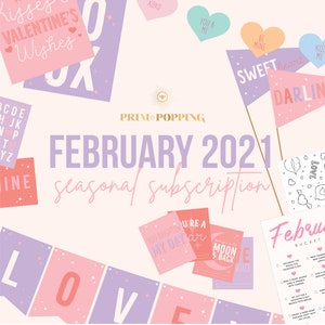 Valentine&#39;s Printable Bundle - Printable February Love Month Seasonal & Holiday Art Prints and Home Decor - Valentine&#39;s Wall Art - FEB2021