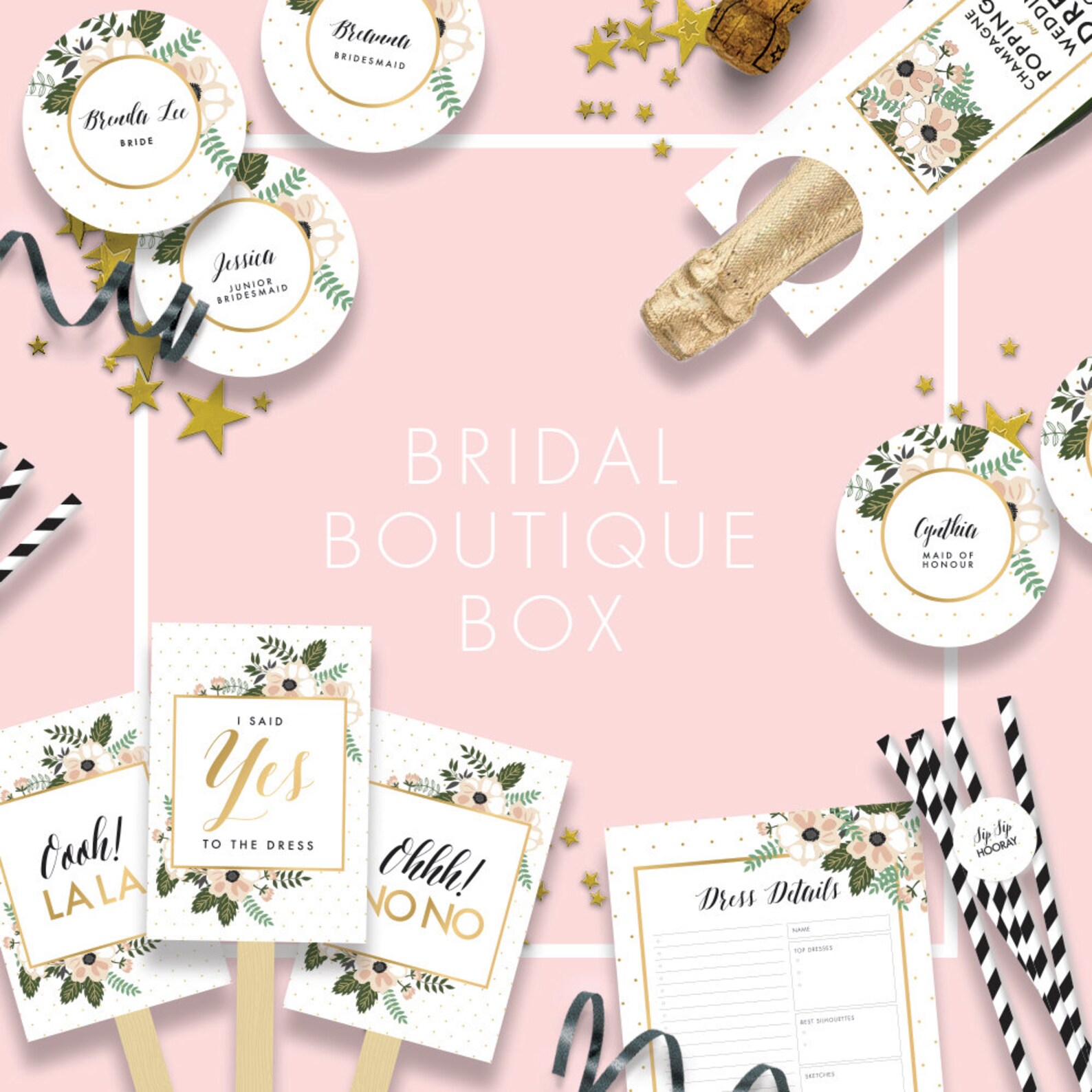 Floral Bridal Boutique Box Wedding Dress Shopping Kit Say Etsy