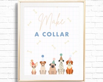 Make A Collar Sign - Printable Puppy Pawty Birthday Party Food Table Decor - Puppy Pawty Activity  Dog Adoption Party - 0034