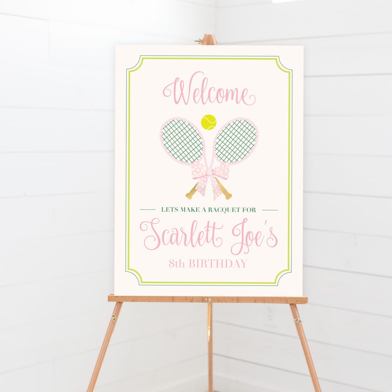 Tennis Racket Sign Custom Tennis Welcome Sign - Printable Preppy Tennis Match First 1st Birthday ...
