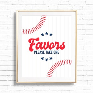 Baseball Favors Sign - Printable Little Slugger Birthday Party Gift Table Decor - Sports Team Goodie Bag Favour Print - First Pitch - 0053