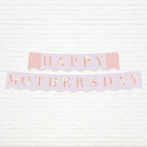 Happy Mothers Day Banner - Printable Purple & Orange Daisy Muttertag Home Decor - Spring Party Girlande - Instant Download - MAY2021