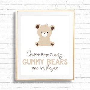 Indovina quanti orsetti gommosi ci sono - Caramelle stampabili nel barattolo Decorazione da tavolo regalo - Beary First Party personalizzabile - Orsetto boho neutro - 0116