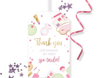 Spa Favor Tag - Printable Spa & Makeup Glamour Birthday Party Favour Gift Labels - Spa-tacular Girls Night Sleepover Decor - 0041