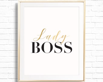 Arte para escritório em casa com estilo de chefe - Impressão 8x10 para decoração de parede de chefe - Galeria de citações inspiradoras para quarto - Pôster motivacional - PandP