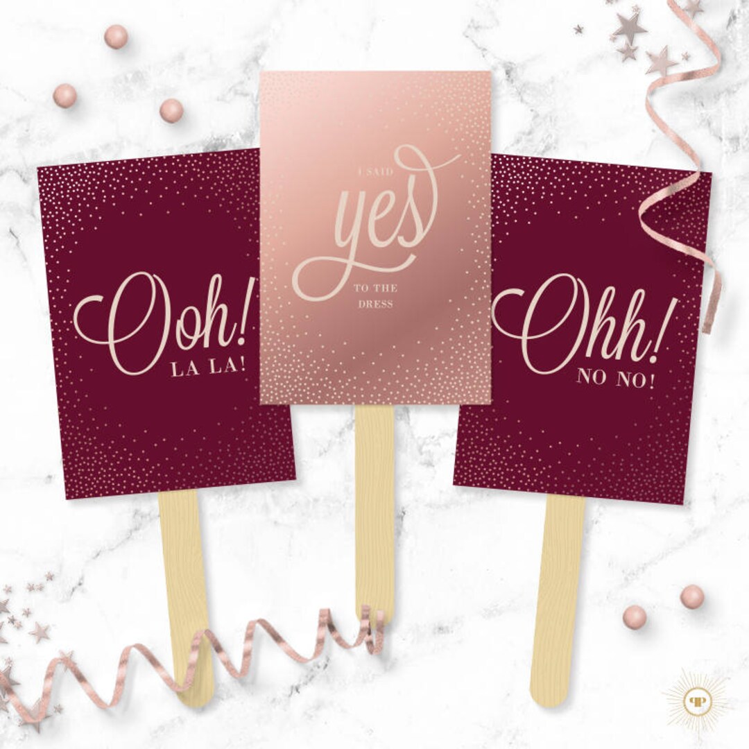 Say YES to the Dress Signs Burgundy Merlot & Rose Gold Printable I Said Yes Wedding Dress