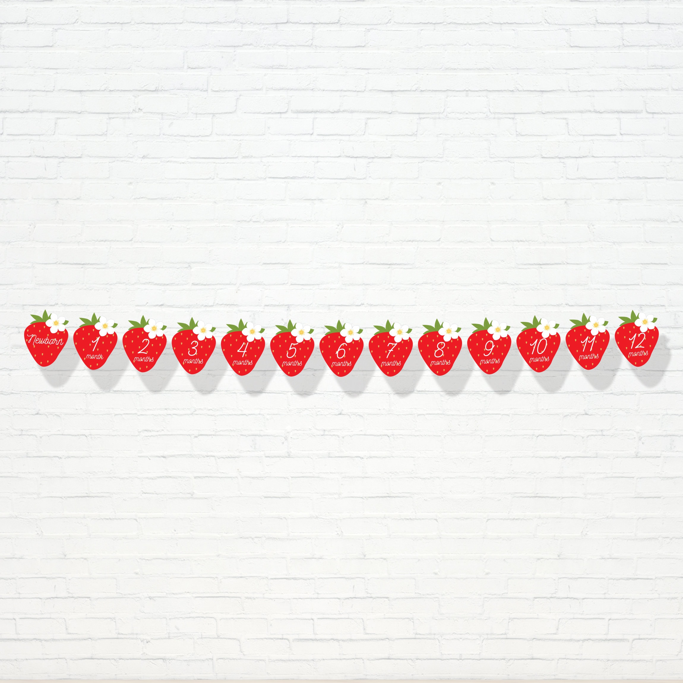 Erdbeer-Thema 1. Geburtstag Dekoration – Fotobanner Mit Monats-Meilsteinen, 13-teilig, Für Baby-Mädchen Bis 12 Monate