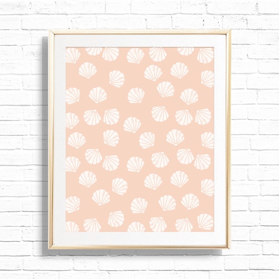 Boho Seashell Print - Printable Boho Seashell 1st Birthday Party Art - Let's Shellebrate Under the Sea - Ocean Seashell Mantel Decor - 0081