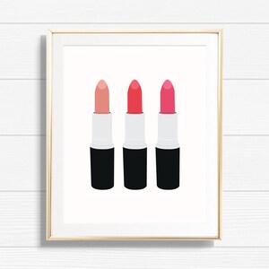 Pink Lipstick Art Print - Printable Set of 3 Pink Lipstick Quote Beauty & Makeup Home Decor - Chic Office Fashion Gallery Wall Decor - BMG