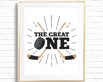 The Great One Sign - Decoração para festa de aniversário de hóquei no gelo para impressão - Arte com tema de time esportivo - Esportes 1º menino - 0095
