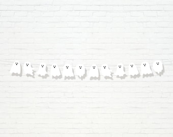 Cute Ghost Garland  - Printable Pink girly halloween Haunting Party Banner - Spooktacular Boo Party Decor - 0049