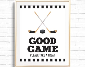 Hockey Treat Sign - Printable Good Game First Birthday Party Decor Party Favor Treat Table - The Great One Sports Team Themed Print - 0095