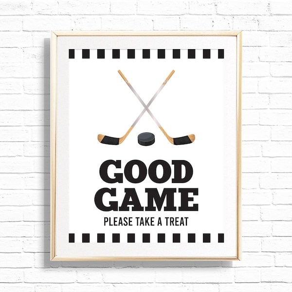 Hockey Treat Sign - Printable Good Game First Birthday Party Decor Party Favor Treat Table - The Great One Sports Team Themed Print - 0095