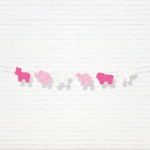 Circus Animal Garland  - Printable Pink Frosted Animal Cracker 1st Birthday Party Banner - Party Animal Party Decor - 0068