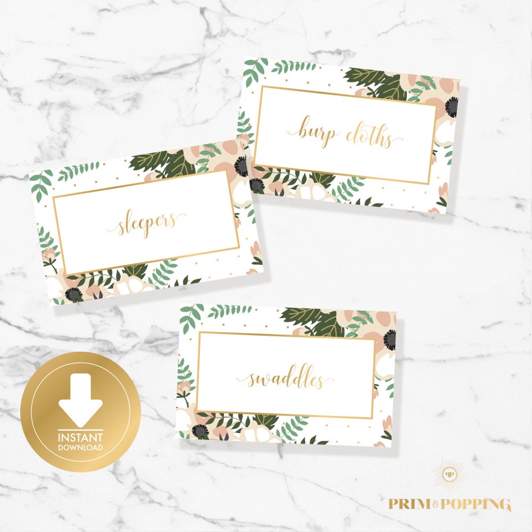 Floral & Gold Baby Drawer Divider Labels Printable Baby Etsy
