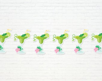 Margarita Garland  - Printable Margs and Matrimony Birthday Party Banner - Fiesta Taco Bout a Party - Mexican Cinco De Mayo Cactus - 0072