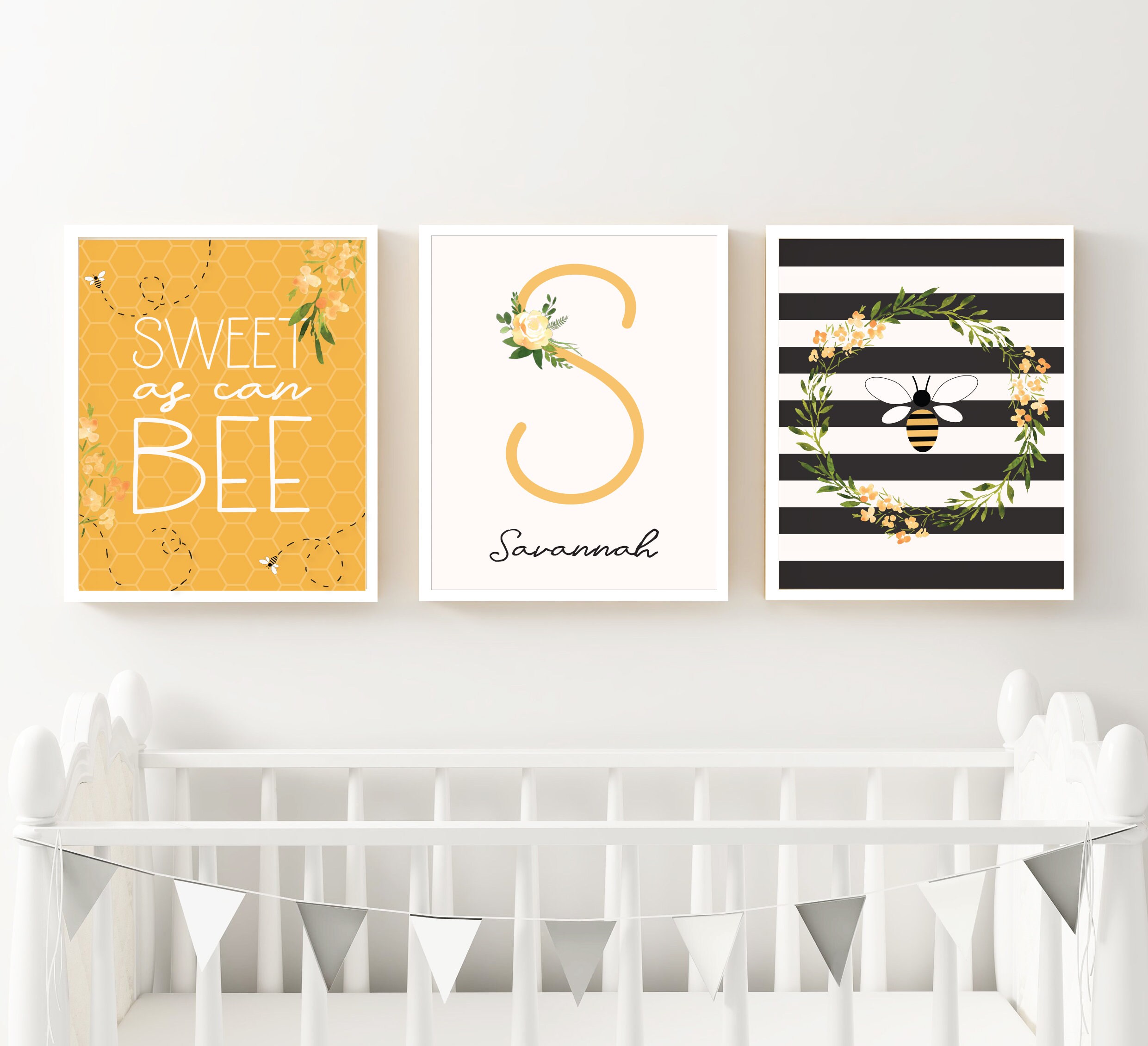 Bumble Bee Decor / Honey Bee Prints / Childrens Neutral Wall Art / Bee  Nursery Decor / Bees and Wildflowers / Nursery Bee Wall Art 