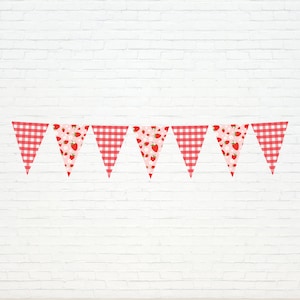 Strawberry Bunting Banner - Printable Berry Sweet Gingham Flags 1st birthday Party Garland -  Berry Sweet Daisy Farmers Market Decor - 0013
