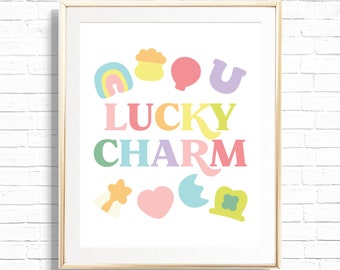 Lucky Charm Print - Printable St. Patrick's Day Marshmallow You're My Lucky Charm 1st Birthday Party Sign - St. Paddys Home Decor - 0107