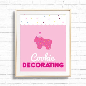 Circus Animal Cookie Decorating Sign - Printable Bright Pink Animal Cracker Activity Table Decor - Customizable Circus Party Decor - 0068