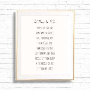 Let Them Be Little Nursery Art Print - Wydrukuj 8x10 Wiersz do pokoju zabaw Dekoracja ścienna - Cytat do pokoju dziecięcego - Prezent na baby shower dla dzieci