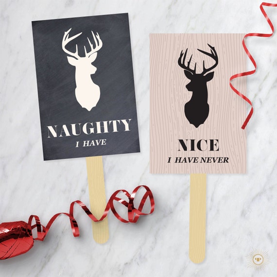 Rustic Christmas Never Have I Ever Paddles Printable - Etsy