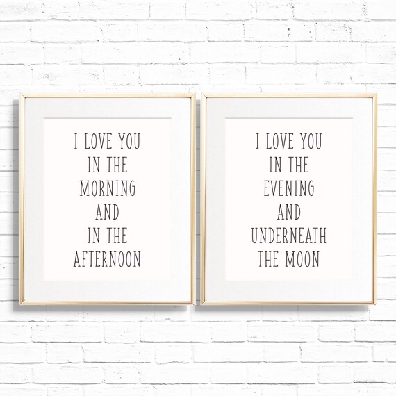 Skidamarink I love you in the morning song Art Print Set - Printable 8x10 Set of 2 Bedroom Wall Decor Quote - Above Crib Nursery Gallery Art Il_570xn
