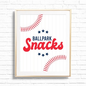 Ballpark Snacks Sign - Printable Baseball First Birthday Party Food Table Decor - Sports Team Print - Home Run Boy 1st - 0053