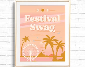 Festival Merch Table Sign - Printable Boho Carnival Music Festival 1st Birthday Party Decor - Merch Table Ferris wheel gift Print - 0012